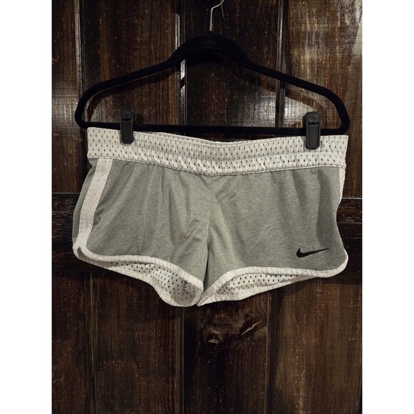 VTG Y2k Nike Women grey / white Polyester Athletic low rise Shorts Size L - Picture 1 of 8